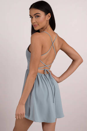 Strappy open clearance back skater dress