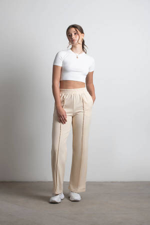 SCUSTY Women's Summer Cotton Linen Wide Leg Pants Drawstring High Waist  Palazzo Flowy Beach Trousers with Pockets(Apricot-XS) at Amazon Women's  Clothing store