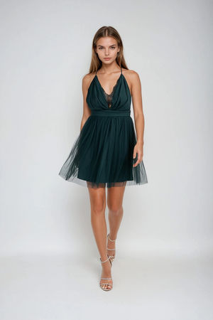 Blush Mini Dress - Blush Lace Skirt Dress - Pink Sleeveless Skater