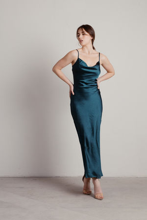 Cowl neck satin gown sale