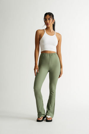 Maeve The Naomi Wide-Leg Flare Pants by Green - ShopStyle