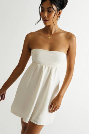 White Skater Dress Deep V Dress Short White Ruffle Dress