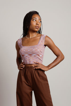 Lavender Print Top - Knitted Top - Cute Purple Top