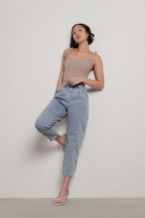 Boyle Heights Light Wash High Rise Baggy Tapered Ankle Jeans - $90 ...