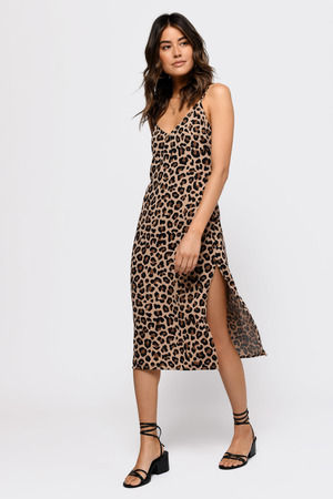 Brown Midi Dress - Sexy Animal Print Dress - Brown Leopard Print Dress
