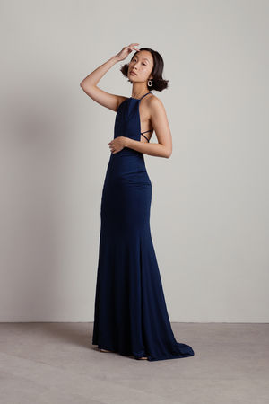 Long navy 2024 blue dress