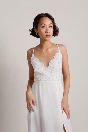Ivory Open Back Dress - Sexy Double Slit Maxi Dress