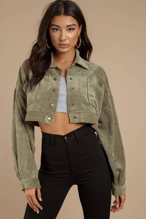 army green cropped jacket