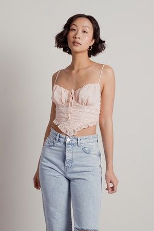 Let Me Know Floral Off-White Handkerchief Ruched Crop Tank - $21