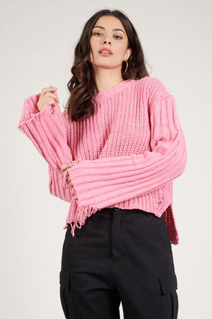 SUNDEK 売れ筋商品|||サンデッキ ニット&セーター アウター レディース Sweaters Pink SHU-SHI Womens Sheer Poncho Shrug Lightweight Knit Ruffle