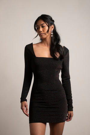 Short tight black dress with 2024 long sleeves