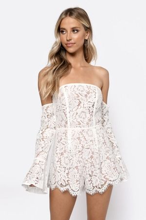 Off the discount shoulder white romper