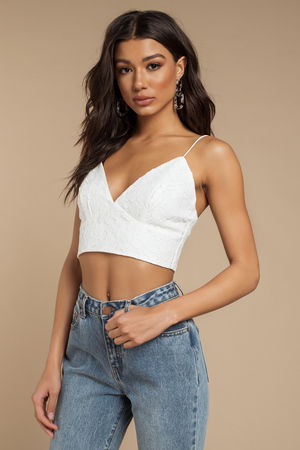 White Crop Top - Going Out Crop Top - White Lace Crop Top