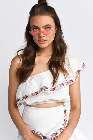 White Crop Top - One Shoulder Crop Top - Crop Top With