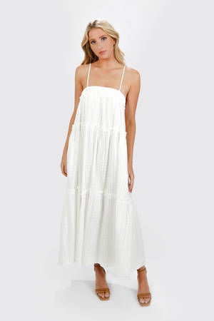 Julianne Chiffon Tiered Maxi Dress - White - $48 | Tobi US