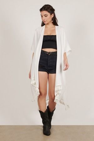 You, Me And The Sea Tassel Kimono - Rust Olive