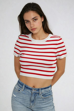 Black Crop Top - Multi Cherry Print Crop Top - Wide Shoulder