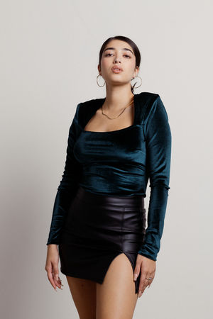 Glamorous square neck velvet bodysuit in black