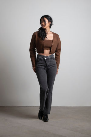 Sofie Sweater Tube Top & Cropped Cardigan Set - Sage
