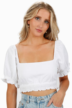 Loving the Day White Smocked Puff Sleeve Top