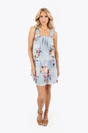 Milena Floral Mini Dress - Blue Multi - $28