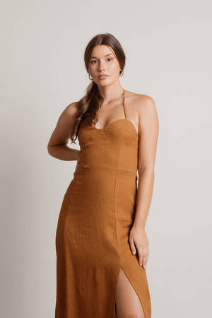 Maison Brown Bustier Halter Midi Dress