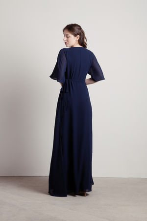 Navy long 2024 sleeve dress