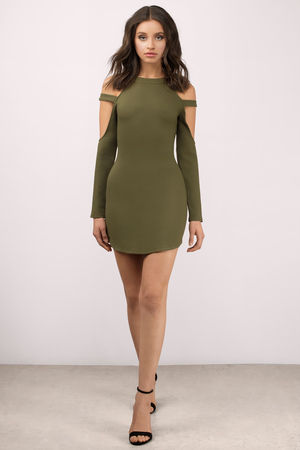 Olive green tight dress best sale