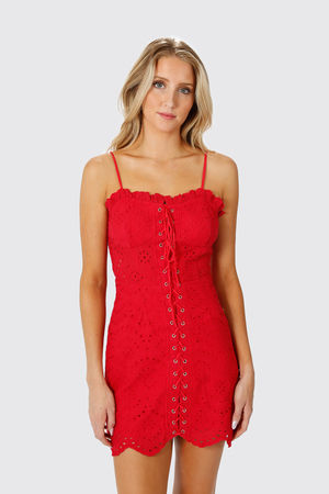 Red fashion lace tight dress