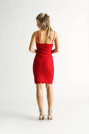 Keep It Up Slit Mini Bodycon Dress - Red - C$ 49