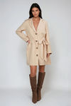 Elite Edge Belted Blazer Mini Dress - Beige