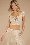 On Your Mind Beige Front Knot Top