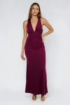 Gentle Fit Halter Open Back Maxi Dress - Berry