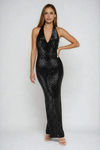 All Time Shine Halter Sequin Maxi Dress - Black