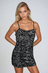 Alodia Sequin Cami Mini Dress - Black