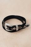 Amie Black Floral Embroidered Skinny Belt