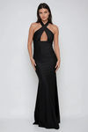 Bad Romance Corset Halter Maxi Dress - Black
