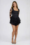Bet You Look Lace Ruffle Mini Dress - Black