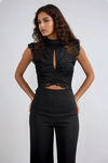 Boss Mode Lace Wide Leg Jumpsuit - Black