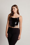 Change You Black Patent Leather Bustier Crop Top