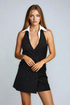 Chic Authority Halter Blazer Mini Dress - Black