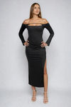 Chic & Sultry Cutout Slit Maxi Dress - Black