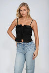 Divine Allure Lace-Up Corset Top - Black