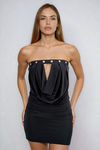 Fearless Fits Strapless Cowl Mini Dress - Black