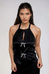 Fearlessly Feminine Satin Halter Top - Black