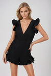 Flirty Flair Ruffle Romper - Black