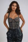 Glam Aura Tweed Corset Top - Black