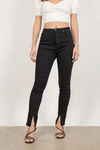 Hampstead Black High Rise Cropped Skinny With Seaming and Hem Slits