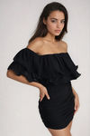 Honey Lips Off Shoulder Ruched Mini Dress - Black