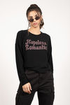 Hopeless Romantic Slogan Sweatshirt - Black
